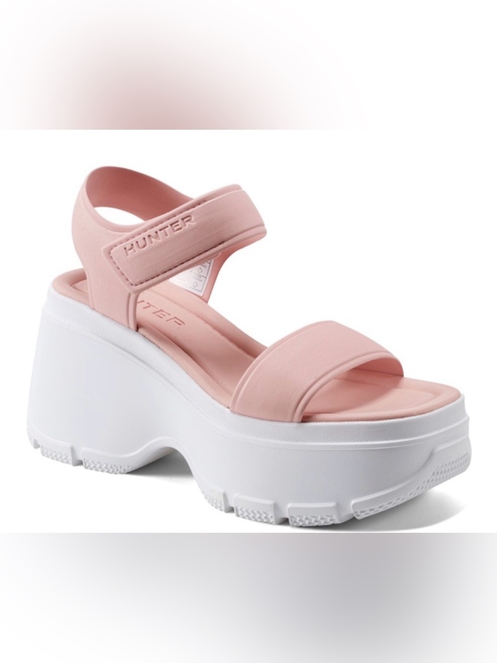 Hunter Blush Pink Platform Sandal with White Lug Sole
